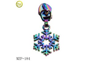 Wholesale Various Color Snowflake Logo Engraved Puller Charms Alloy Decoration Handbag Zip Slider Accessory