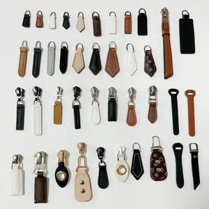 Zipper Pulls Custom logo Leather Zipper Slider PU Leather Zipper Tag Puller Head for Handbags Outdoors