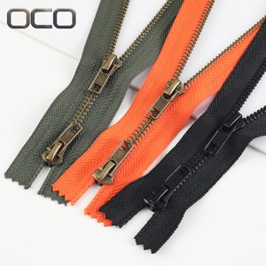 OCO Zipper Manufacture Customization 5# Metal Zipper Close-end Open-end Two Way Custom Metallic Zippers for Clothing