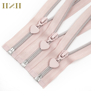 HVV #5 Nylon Coil Open End Zipper for Kid's Garment with Heart Shapepuller Customized logo Availablevarious Color Options