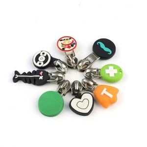 Hot Sale Custom Logo Silicone Zipper Pull Cute Soft PVC Zipper Head with Metal Material