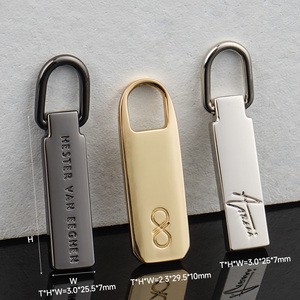 Custom Logo Metal Zip Puller Handbag Metal Zipper Slider 3 Zip Pull Bag Branded Zipper Puller Metal 5 Name Tag Zipper Pull