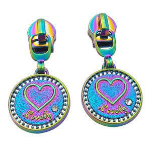 Custom Metal Zipper Slider Rainbow Color Handbag Zip Pullers 5# Nylon Zipper Pull