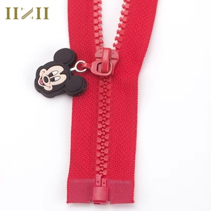 High Quality Mickey Carton Puller Open-End Plastic Resin Zipper for Children's Clothing Red Open-End Zipper