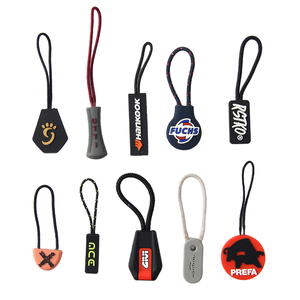 Durable Silicone Rectangle Pattern Zipper Sliders Custom Brand Logo Accessory for Backpack and Bag Zipper Pull Tabs