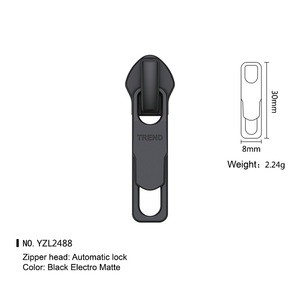 Custom Logo Zinc Alloy Zipper Slider Semi-Lock Nylon Material Supply Customers