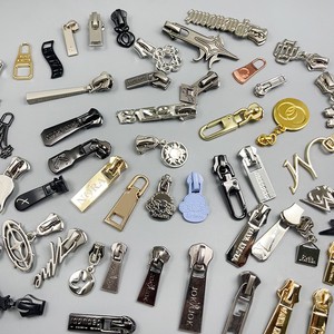 Handbag Accessory Customized Brand Logo Embossed Made Metal Zipper Puller With Slider For Bags/clothing