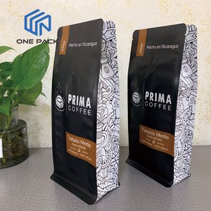 Custom 250G 400g 500g Empty Cafe Coffee Bean Tea Packaging Pouch Flat Box Bottom Coffee Bag With Valve Zipper