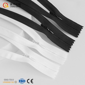Factory Spot 3# Single Slider Close-end 15CM-50CM Black White Multi Size Nylon Invisible Zipper for Dress Pillow Bag