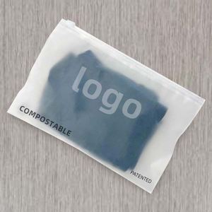 Customization Printed Logo Zipper Plastic Packaging Transparent Frosted Slider Zip Lock Packaging Bag for Clothing
