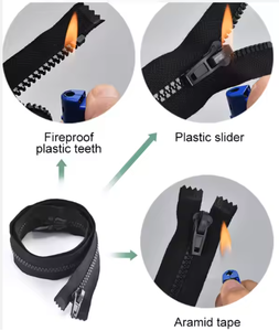 Fireproof Resin Two-way Separator Auto Lock Zipper ISO11612 Highest Quality Black Aramid Resin Oil Protective Clothing