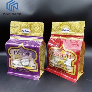 Custom Logo Printed Thailand Basmati Jasmati Rice 1kg 2kg 5kg 10kg Vacuum Plastic Rice Packaging Bags with clear Window