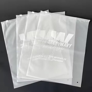 Factory Printing Logo Custom Frosted Plastic Zipper Bag, Packaging Clothes T Shirt Slider Zipper Matte Poly Bag for Clothing
