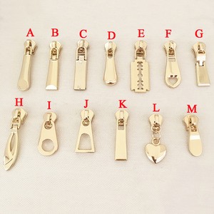 Brass Zipper Zipper Slider Good Quality Shallow Gold Shining Rack Plating Zinc Alloy Slider Two Ways