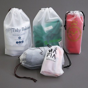 Drawstring Bag Custom Logo Dustproof Small Packaging Bag Clothes Plastic Shopping Bags Printed Your Own Logo Wholesale
