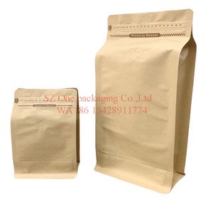 Factory Price square Bottom 250g 500g 1kg Kraft Paper Aluminum Foil Pull Tab Zipper Coffee Bag with Valve
