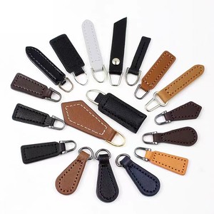 Custom Logo PU Leather Zipper Handle Elegant Zipper Puller with Zipper Slider for Head or Clothing Accessories