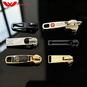 High-quality custom engraved logo metal brand zipper pull bag metal zipper pull handle bag clothing luggage zipper pull head