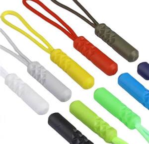 In Stock Cylindrical Injection TPU and Plastic Material Zipper Pull Tail Rope Zipper Buckle Sliders for Luggage Accessory
