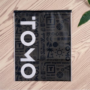 Hot Sale Waterproof See Through Black Plastic Frosted Custom logo Zip Lock Black Zipper Bag for Clothing