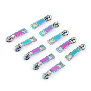 Wholesale Fancy Metal Zipper Slider Design Custom Logo Rainbow Zipper Puller for Garment