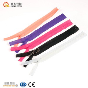 Wholesale #3 Invisible Colorful Lace Fabric Edge Tape Nylon Closed-end Zipper for Dresses