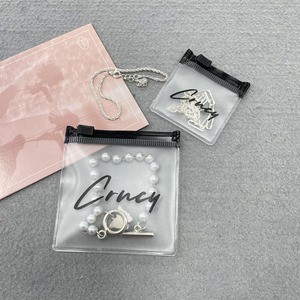 PVC Frosted Slider Zipper Plastic Bag for Jewelry/Necklace, Mini Accessories PVC Zip Lock Bag With Custom Print Logo for Garment