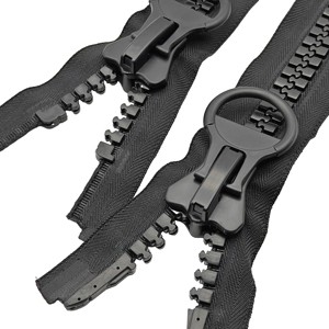 8# Resin Zipper Black White Double Sliders Down Jacket Coat Bag Tent Long Chain Two Pullers with Double Openings Plastic Zipper