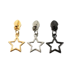Five Star Luxury Metal Zipper Sliders Gold Silver Gunmetal Antiqued Brass & Zinc Alloy Puller Slider Head for Bags and Garments