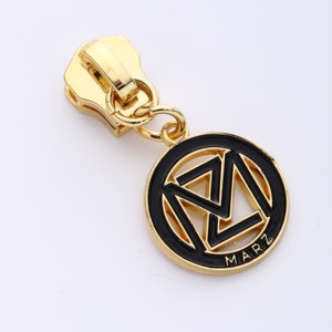 New Arrival Customized Engraved logo Metal Zipper Puller Gold Plating Zipper Slider for Clothing