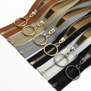 Wholesale Custom Color Open-End Brass Zipper for Clothing High Quality Eco-Friendly Gold Teeth Metal Zipper