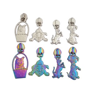 Custom Creative Pattern Rainbow Color Metal Zipper Slider Nylon Zipper Puller for Bags