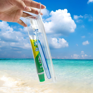 Custom LOGO Travel Customs Toiletries Zip clear PVC Toothbrush Pouch Dental Packing Bag Zipper Slider Clear PVC Toothbrush Bag