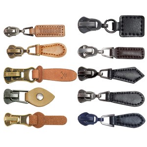 HVV High Quality Wholesale Round Shape Making Custom logo Nylon Plasticmetal Zipper Slider Leather Puller for