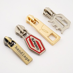 Garment Accessories High Quality Custom Zipper Puller Clothing Design Brand Logo Zip Pull 5# Metal Zipper Sliders For Bags