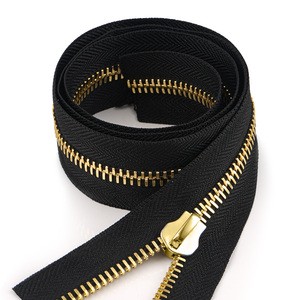 Wholesale Gold Metal Zippers Golden Teeth 8# Metal Roll Long Chain Zipper #8 Euro Teeth Metal Zippers for Clothing Handbags