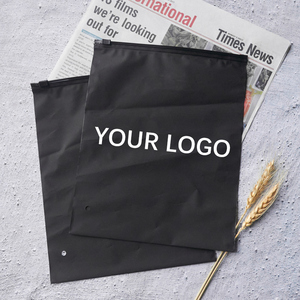 Customized Black Slider Large Zip Lock Plastic Packaging Pvc Eva Frosted Black Zipper Bags for Clothes With logo