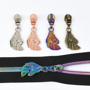 Meetee ZT870 5# Colorful Bag Garment Zip Repair Kit Horse Head Pattern Spot Lacquer Process Zip Pull Nylon Zipper Slider