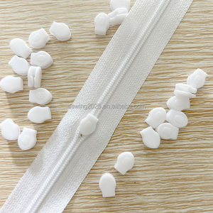 No. 3 No Handle Plastic Puller This White Unlocked Zipper Pull Nylon Zipper with Plastic Pull Lock