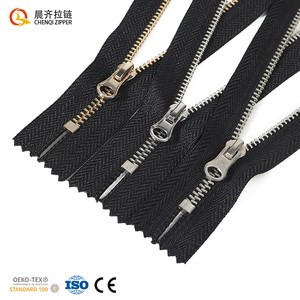 Brass Zip Stopper Gold Teeth Zipper Fermuar Metal Yard and Black Color High Quality Zinc Alloy Sustainable