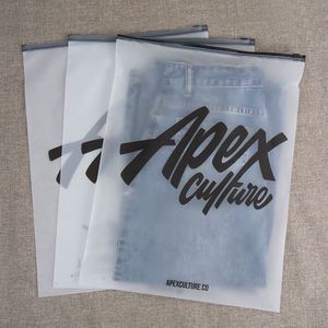 Biodegradable Printed T-Shirt Clothing Packaging Ziplock Slider Zipper Bag with Custom Frosted Design