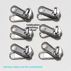 YKK No. 10 Double Zipper Pull Tab Slider Silver and Black Plastic Rectangular Pattern in Stock Gray Slider
