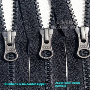 For YKK No.5 Ancient Silver Resin Open Tail Clothing Placket Zipper with Plastic Pull for Zip up and Down