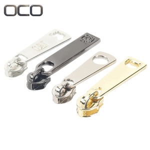 OCO Pull up Custom Logo Zipper #5 7# Metal Zipper Head Bag Zipper Zinc Alloy Lockless Slider