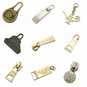 Wholesale Round Shape Making Custom Logo Bag Metal Zipper Slider Puller For Purse / Clothes