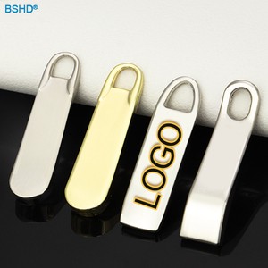 Bag Hardware Custom Light Gold Metal Zipper Puller 3 Zipper Slider Shiny Silver #3 Blank Zipper Pull for Metal Zip and Handbags