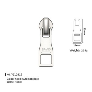 Custom Logo Zinc Alloy Zipper Slider Semi-Lock Nylon Material Supply Customers