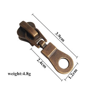 Free Design Metal Logo Puller Custom #5 Without Lock Zipper Pull for Bags Antique Bronze Zipper Slider