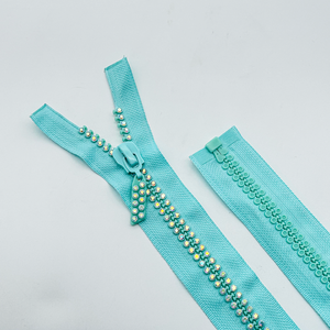 5# Custom Plastic Zipper Long Chain Open End Double Resin Zipper with Double Open End Closure Electroplated