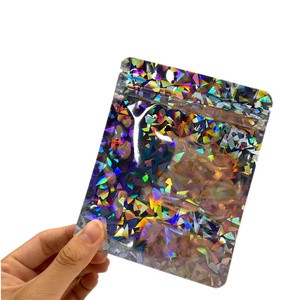 Mylar Bags Holographic Smell Proof Packaging Bag Resealable Zipper Sealable Pouch Bags Sample Jewelry Lipgloss Food Soap